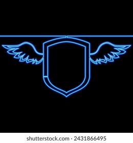 Modern professional wings shield template icon neon glow vector illustration concept