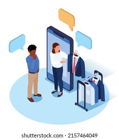 Modern professions isometric concept with young female as digital stylist vector illustration