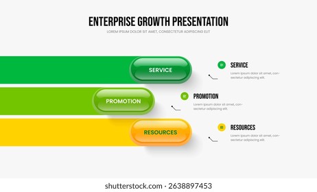 Modern Profile 3 Element Infographic Slideshow Design. Marketing Planning Three Step Diagram Presentation Layout. Product Launch Slide Template Vector Illustration.
