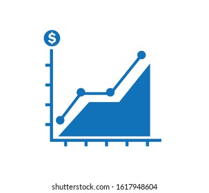 Modern profit increase graph icon vector