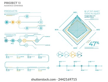 Moderne Projektabellen. Vektor-Illustration für Finanzelemente.
