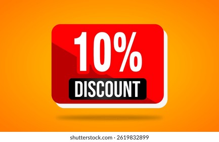 Modern promo discount design with 10% offer. Perfect for sales campaigns, banners, social media, and marketing materials. Stylish flat vector style.