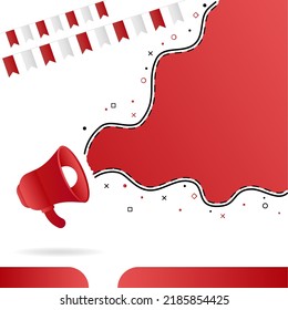 Modern promotion banner. Social media poster on red and white background color. Digital vector illustration
