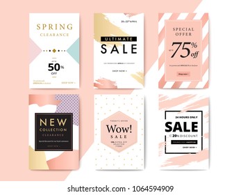 Modern promotion cell phone web banner for social media mobile apps. Elegant sale and discount promo backgrounds with abstract pattern. Email ad newsletter layouts.