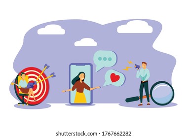  Modern promotion methods icons set. Marketing network. SMM business, customer attraction campaign. Cross-posting, find leads, post engagement metaphors. Vector isolated concept metaphor illustrations