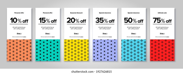 Modern promotion rectangular web banner for social media mobile apps. Elegant sale and discount promo backgrounds with abstract pattern. Email ad newsletter layouts.