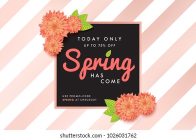 Modern promotion spring web banner for social media mobile apps. Elegant seasonal sale and discount promo backgrounds with abstract pattern. Email ad newsletter layouts.