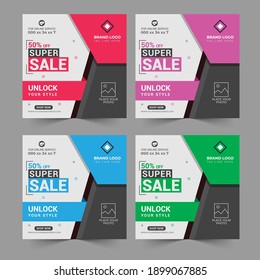 Modern promotion square social media post, banner for social media mobile apps. Elegant sale and discount promo backgrounds with abstract pattern. Email ad newsletter layouts.