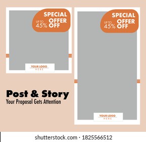 Moderno diseño cuadrado y vertical de promoción para aplicaciones móviles de medios sociales. Venta elegante y promoción de descuento. Diseño de correo electrónico y boletín
