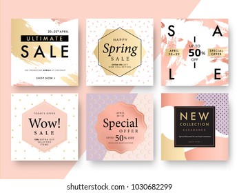 Modern promotion square web banner for social media mobile apps. Elegant sale and discount promo backgrounds with abstract pattern. Email ad newsletter layouts. - Shutterstock ID 1030682299