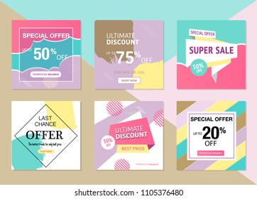 Modern promotion square web banner for social media mobile apps. Elegant sale and discount promo backgrounds with abstract pattern. Email ad newsletter layouts.
