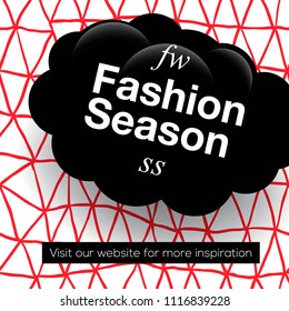 Modern promotion square web banner Fashion Season, for social media mobile apps. Elegant promo banner for online shopping with abstract pattern, vector illustration.