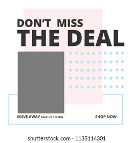 Modern promotion square web banner for social media mobile apps. Elegant sale and discount promo backgrounds with abstract pattern. Email ad newsletter layouts.