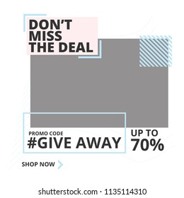 Modern promotion square web banner for social media mobile apps. Elegant sale and discount promo backgrounds with abstract pattern. Email ad newsletter layouts.