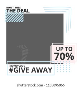 Modern promotion square web banner for social media mobile apps. Elegant sale and discount promo backgrounds with abstract pattern. Email ad newsletter layouts.