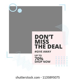 Modern promotion square web banner for social media mobile apps. Elegant sale and discount promo backgrounds with abstract pattern. Email ad newsletter layouts.