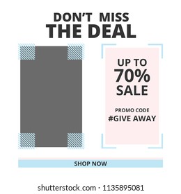 Modern promotion square web banner for social media mobile apps. Elegant sale and discount promo backgrounds with abstract pattern. Email ad newsletter layouts.