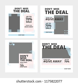 Modern promotion square web banner for social media mobile apps. Elegant sale and discount promo backgrounds with abstract pattern. Email ad newsletter layouts.