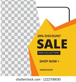 Modern promotion square web banner for social media mobile apps