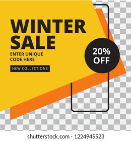 Modern promotion square web banner for social media mobile apps