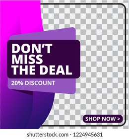 Modern promotion square web banner for social media mobile apps
