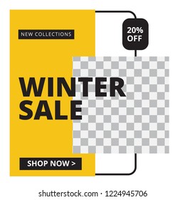 Modern promotion square web banner for social media mobile apps