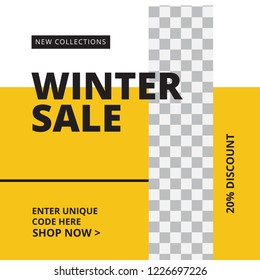 Modern promotion square web banner for social media mobile apps