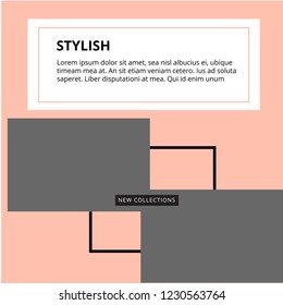 Modern promotion square web banner for social media mobile apps. Elegant sale and discount promo backgrounds with abstract pattern. Email ad newsletter layouts.