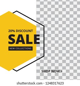 Modern promotion square web banner for social media mobile apps