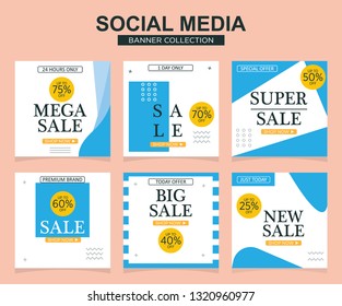 Modern promotion square web banner for social media mobile apps. Elegant sale and discount promo backgrounds with abstract pattern.