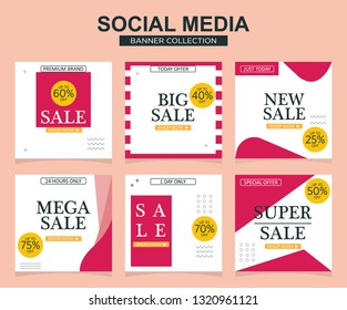 Modern promotion square web banner for social media mobile apps. Elegant sale and discount promo backgrounds with abstract pattern.