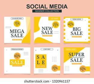 Modern promotion square web banner for social media mobile apps. Elegant sale and discount promo backgrounds with abstract pattern.