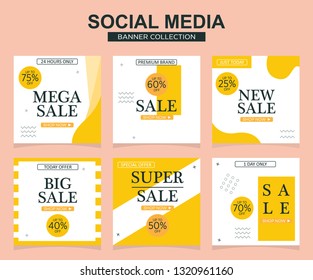 Modern promotion square web banner for social media mobile apps. Elegant sale and discount promo backgrounds with abstract pattern.