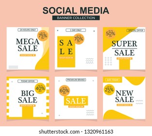 Modern promotion square web banner for social media mobile apps. Elegant sale and discount promo backgrounds with abstract pattern.