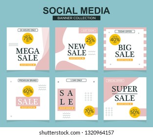 Modern promotion square web banner for social media mobile apps. Elegant sale and discount promo backgrounds with abstract pattern.