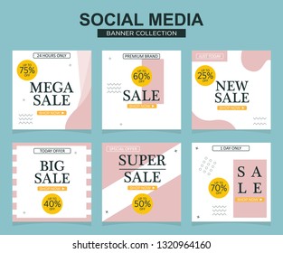 Modern promotion square web banner for social media mobile apps. Elegant sale and discount promo backgrounds with abstract pattern.