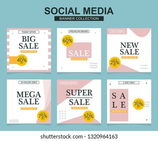 Modern promotion square web banner for social media mobile apps. Elegant sale and discount promo backgrounds with abstract pattern.