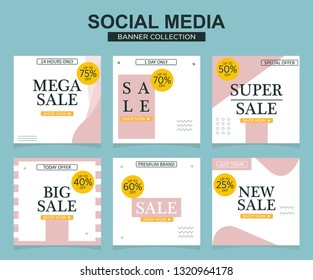 Modern promotion square web banner for social media mobile apps. Elegant sale and discount promo backgrounds with abstract pattern.