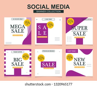 Modern promotion square web banner for social media mobile apps. Elegant sale and discount promo backgrounds with abstract pattern.