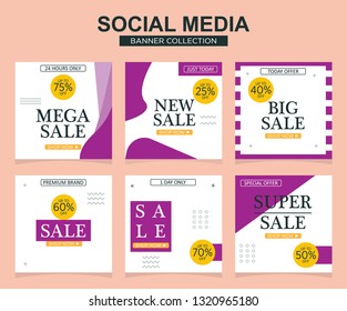 Modern promotion square web banner for social media mobile apps. Elegant sale and discount promo backgrounds with abstract pattern.