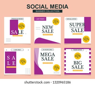 Modern promotion square web banner for social media mobile apps. Elegant sale and discount promo backgrounds with abstract pattern.