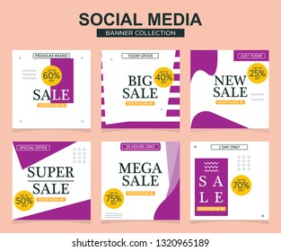 Modern promotion square web banner for social media mobile apps. Elegant sale and discount promo backgrounds with abstract pattern.