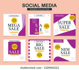 Modern promotion square web banner for social media mobile apps. Elegant sale and discount promo backgrounds with abstract pattern.