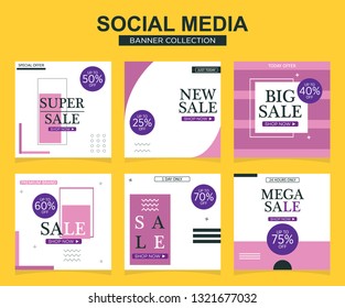 Modern promotion square web banner for social media mobile apps. Elegant sale and discount promo backgrounds with abstract pattern.