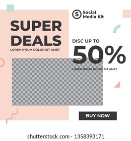 Modern promotion square web banner for social media mobile apps. Elegant sale and discount promo backgrounds with abstract pattern.