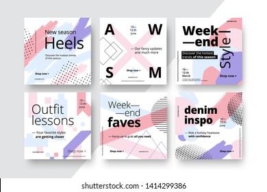 Modern promotion square web banner for social media mobile apps. Elegant sale and discount promo backgrounds with abstract pattern. Email ad newsletter layouts.