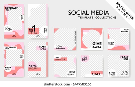 Modern promotion square web banner for social media mobile apps. Special offer layout frame for story and poster. Editable mockup for mobile apps with  abstract shape. Vector illustration