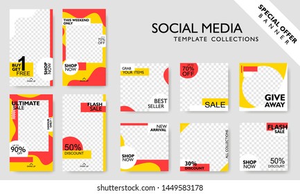 Modern promotion square web banner for social media mobile apps. Special offer layout frame for story and poster. Editable mockup for discount promo. Vector illustration