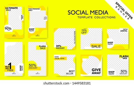Modern promotion square web banner for social media mobile apps. Special offer layout frame for story and poster. Editable mockup for discount promo