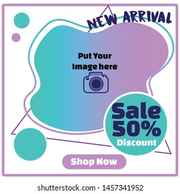 Modern promotion square web banner for social media mobile apps. Elegant sale and discount promo backgrounds with gradient style. Email ad newsletter layouts.